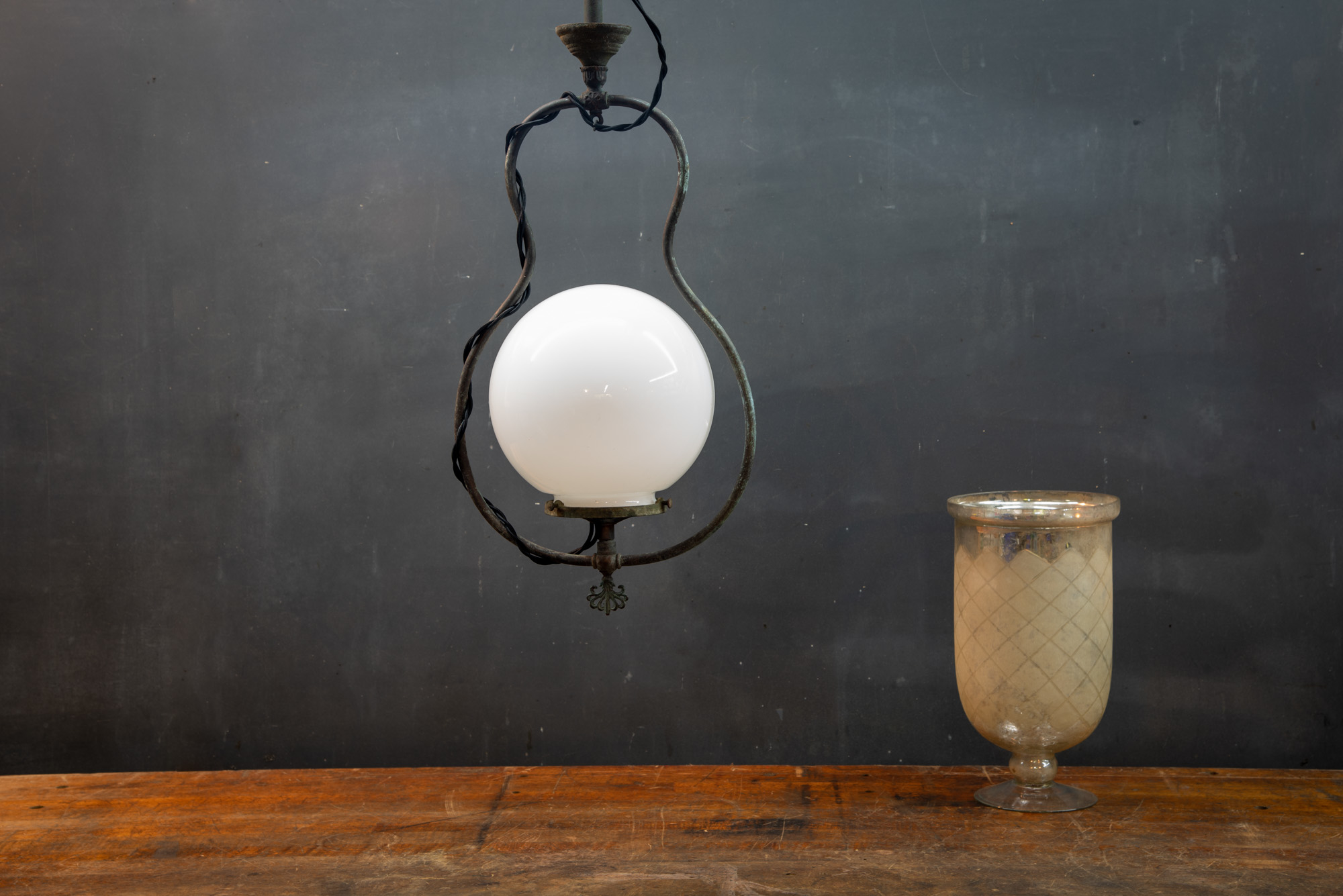 Early Brass Carriage House Hanging Light Factory 20