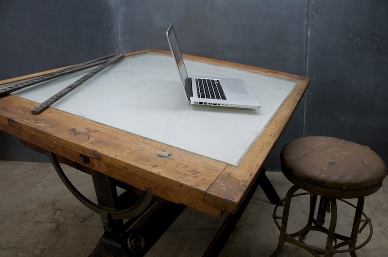 TABLE-Vintage Drafting Table-Distressed